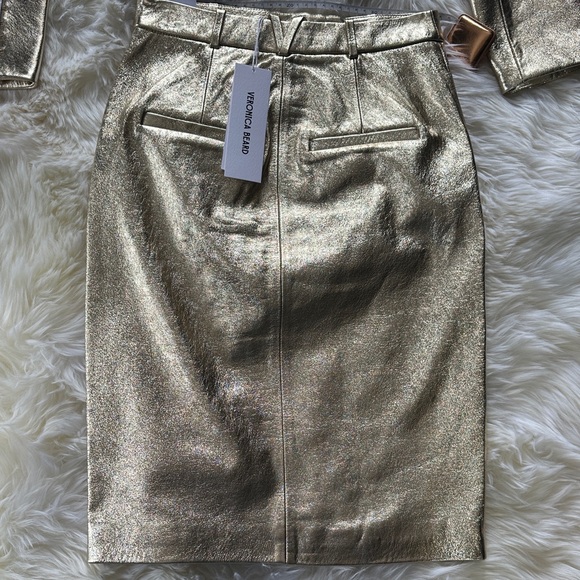 Veronica Beard Imogen Leather Jacket Blazer and Maxine Leather Midi Skirt SET - Picture 8 of 17